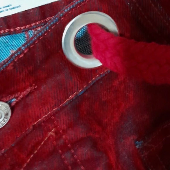 Free People We The Free Moxie Flocked Pull On Barrel Jeans Sz 28 Red RARE! $228 - Picture 10 of 15